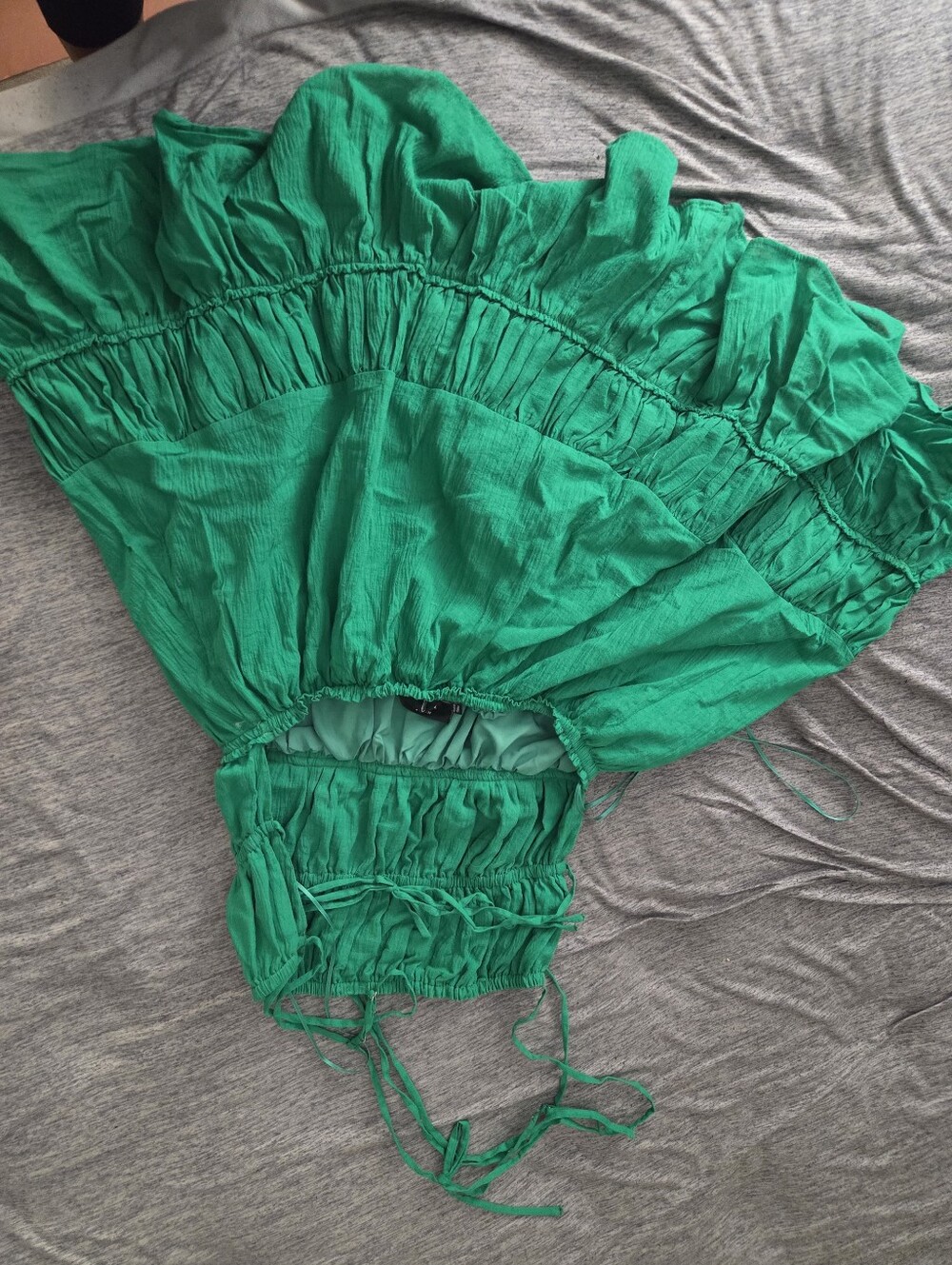 Sun Whisper Fit&Flare Mini Women’s Dress Kelly Green, Spaghetti Straps Open Back - Picture 5 of 6